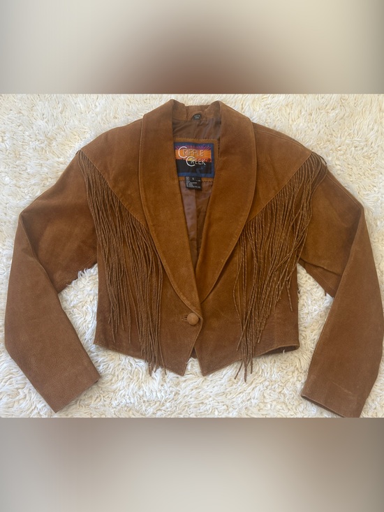 Cripple Creek Jackets & Blazers - Vintage Brown Leather Suede Fringe Jacket by Circle Creek
